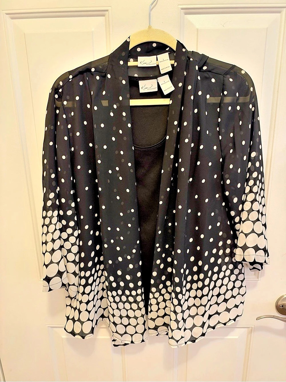 Kim Rogers Polka Dot Jacket in Black & White Size Large